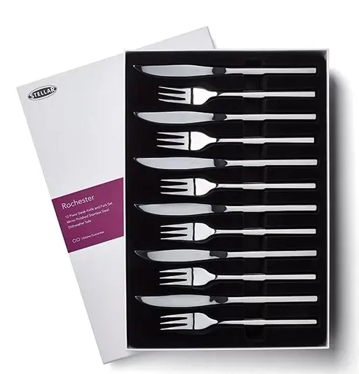 Stellar Rochester 12 Piece Steak Knife and Fork Set