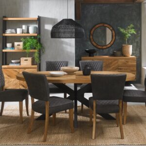 Ellipse Rustic Oak 6 Seater Dining Table