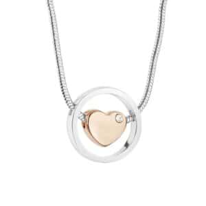 Newbridge Silverware - Silver And Rose Gold Plated Heart Pendant