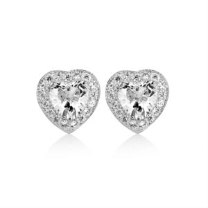 Newbridge Silverware - Clear Stone Heart Earrings