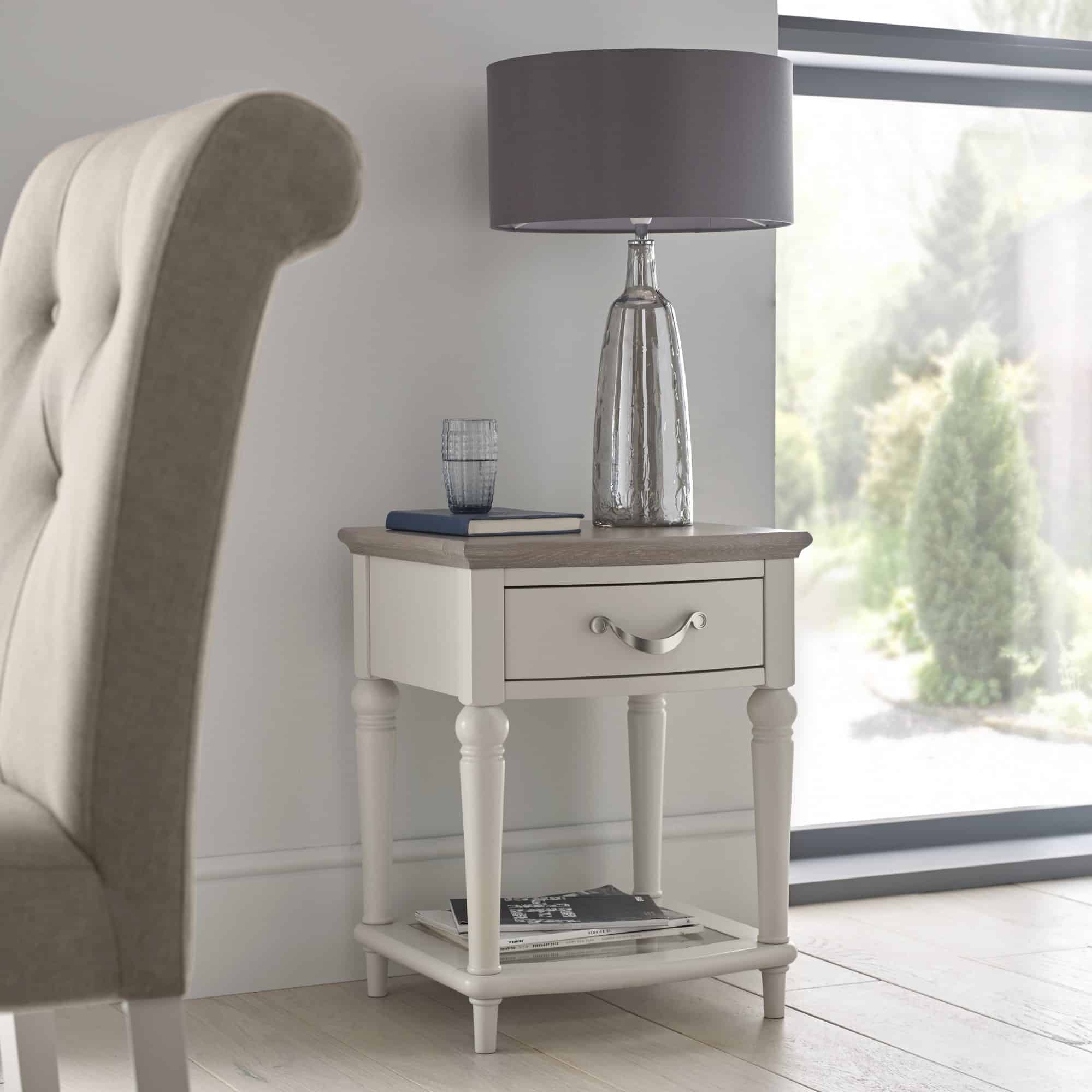 Montreux Grey Washed Oak & Soft Grey Lamp Table