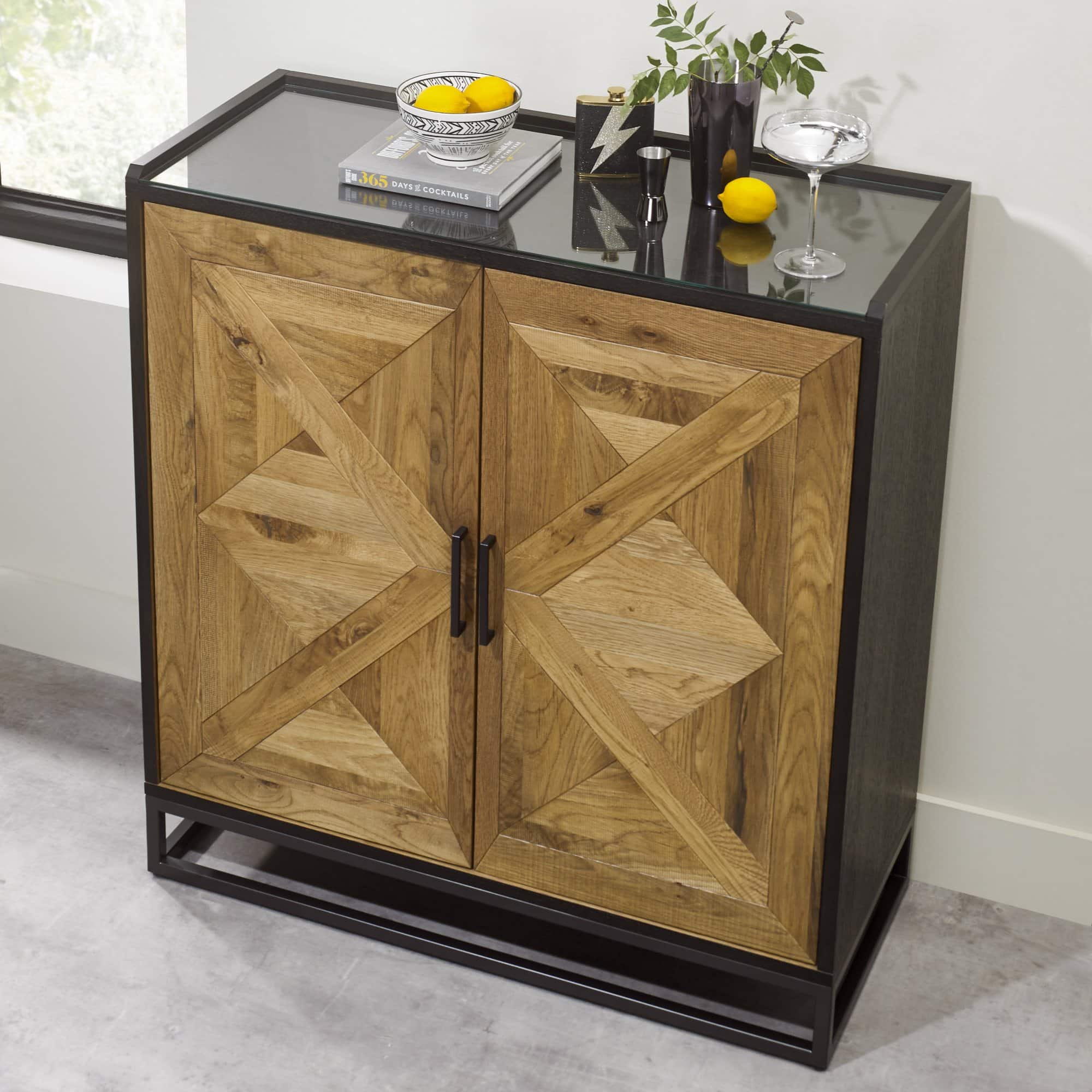 Indus Rustic Oak Drinks Cabinet - Image 2