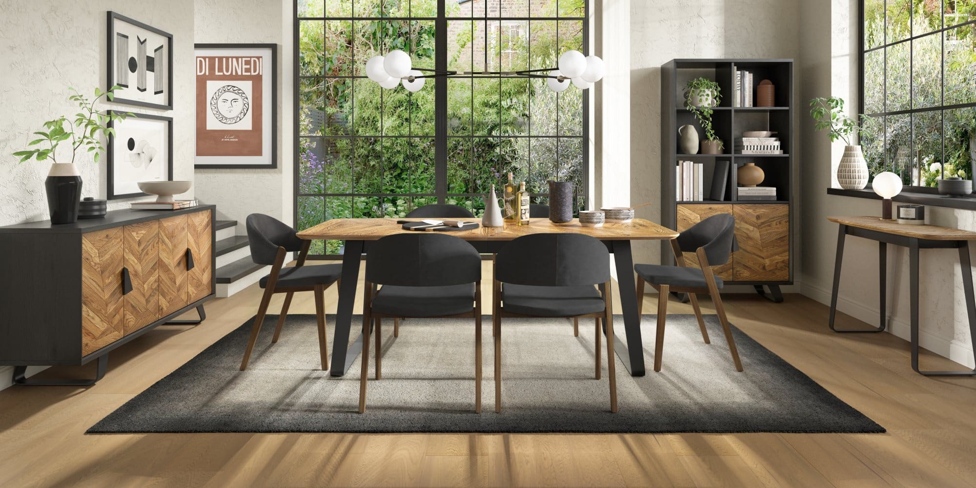 Emerson Rustic Oak & Peppercorn 6-8 Seater Extension Dining Table - Image 2