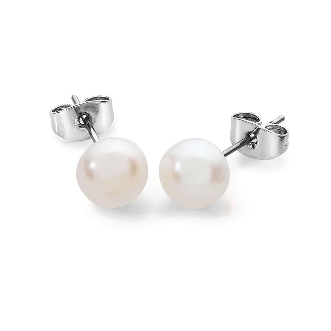 Tipperary Crystal - Silver Small Pearl Studs 6mm