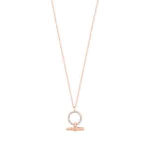 Tipperary Crystal - T-Bar Cz Set Circle & Bar Pendant Rose Gold