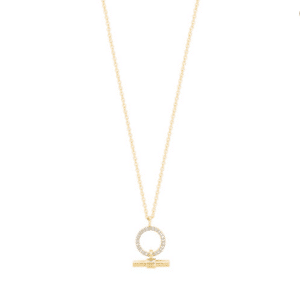 Tipperary Crystal - T-Bar Cz Set Circle & Bar Pendant Gold