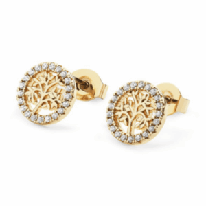 Tipperary Crystal - Gold Tol In CZ Circle Stud Earrings