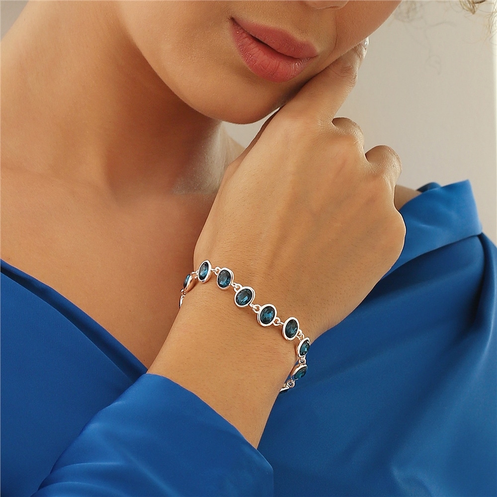 Newbridge Silverware - Dark Blue Stone Bracelet - Image 2