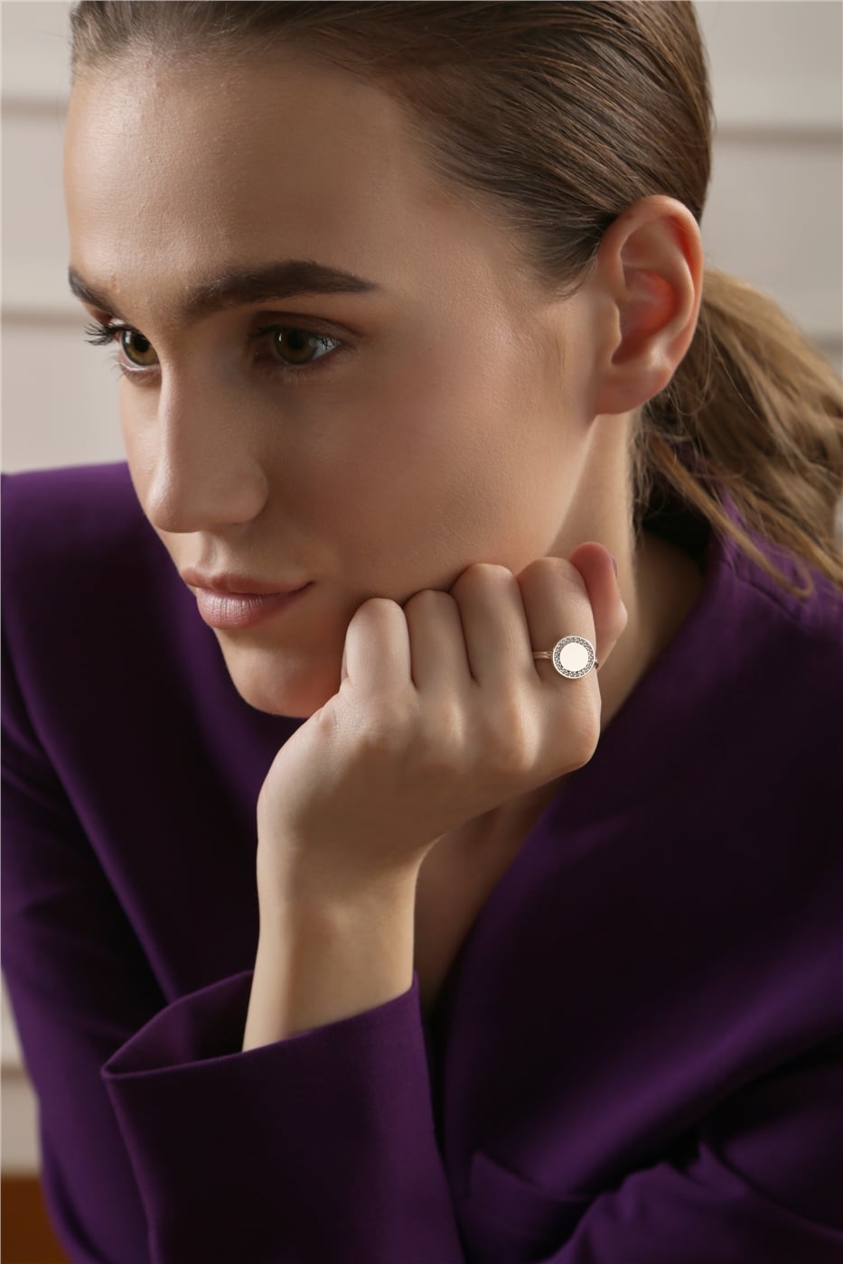 Newbridge Silverware - Circular Ring with Clear Stones - Image 2