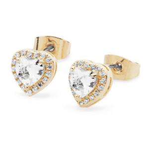 Tipperary Crystal - Diamante Heart Earrings Gold