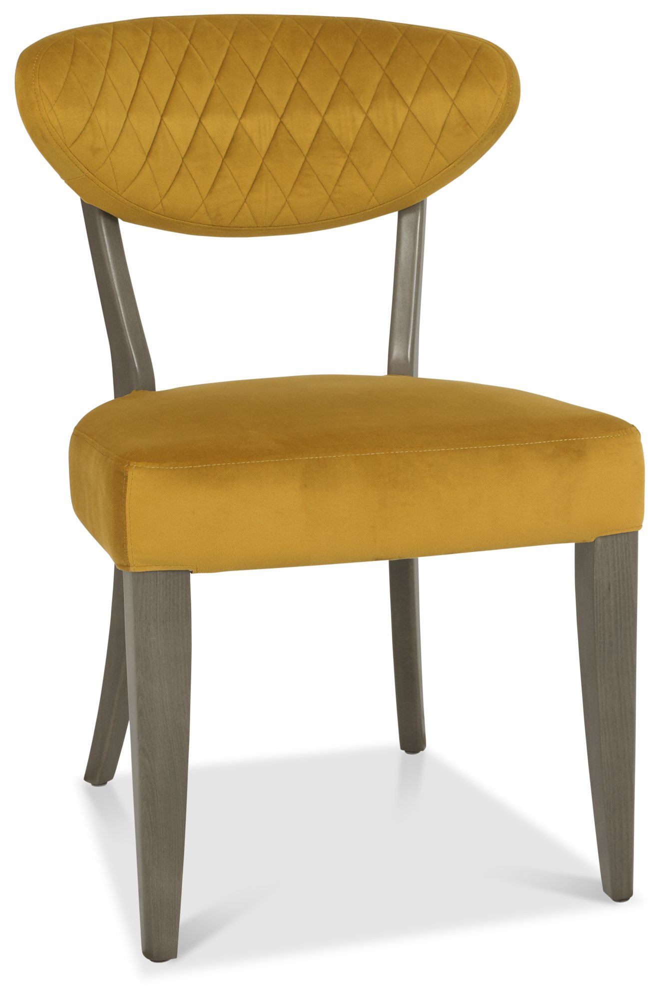 Ellipse Fumed Oak Upholstered Chair - Mustard Velvet Fabric (Pair) - Image 5
