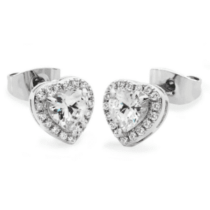 Tipperary Crystal - Diamante Heart Earrings Silver