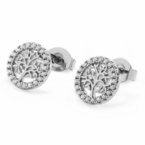 Tipperary Crystal - Silver Tol In CZ Circle Stud Earrings