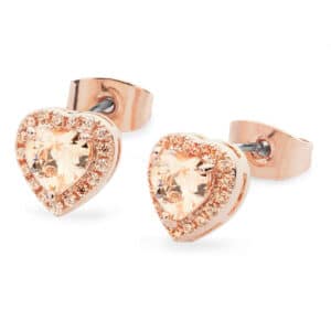 Tipperary Crystal - Diamante Heart Earrings Rose Gold