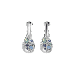 Newbridge Silverware - Drop Earrings with Blue and Clear Stones