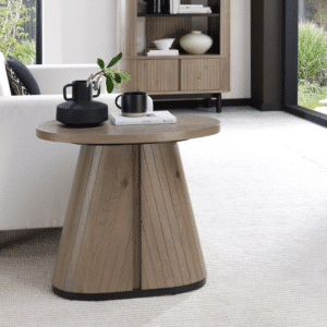 Vega Grey Oiled Oak & Peppercorn Oval Lamp Table