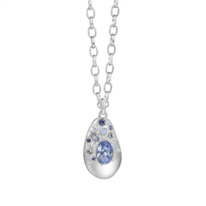 Newbridge Silverware - Large Pendant with Blue and Clear Stones