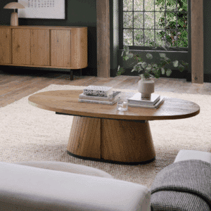 Vega Rustic Oak & Peppercorn Oval Coffee Table