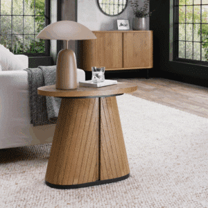 VegaRustic Oak & Peppercorn Oval Lamp Table