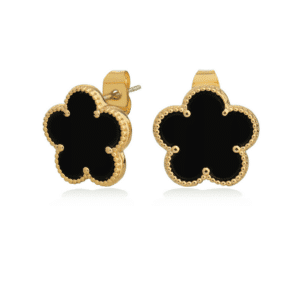 Tipperary Crystal - Le Fleur Black Earrings Yellow Gold