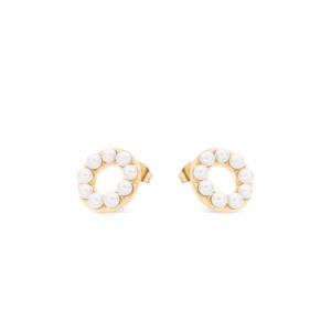 Tipperary Crystal - Circle of Pearl Earrings Gold