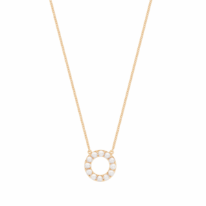 Tipperary Crystal - Circle of Pearl Pendant Gold