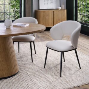 Luca - Ivory Faux Leather Chair with Matt Black Legs (Pair)