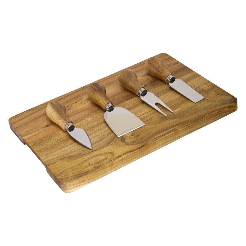 Taylor's Eye Witness - 4 Piece Acacia Cheese Knife Set & Acacia Wood Cheese Board Set