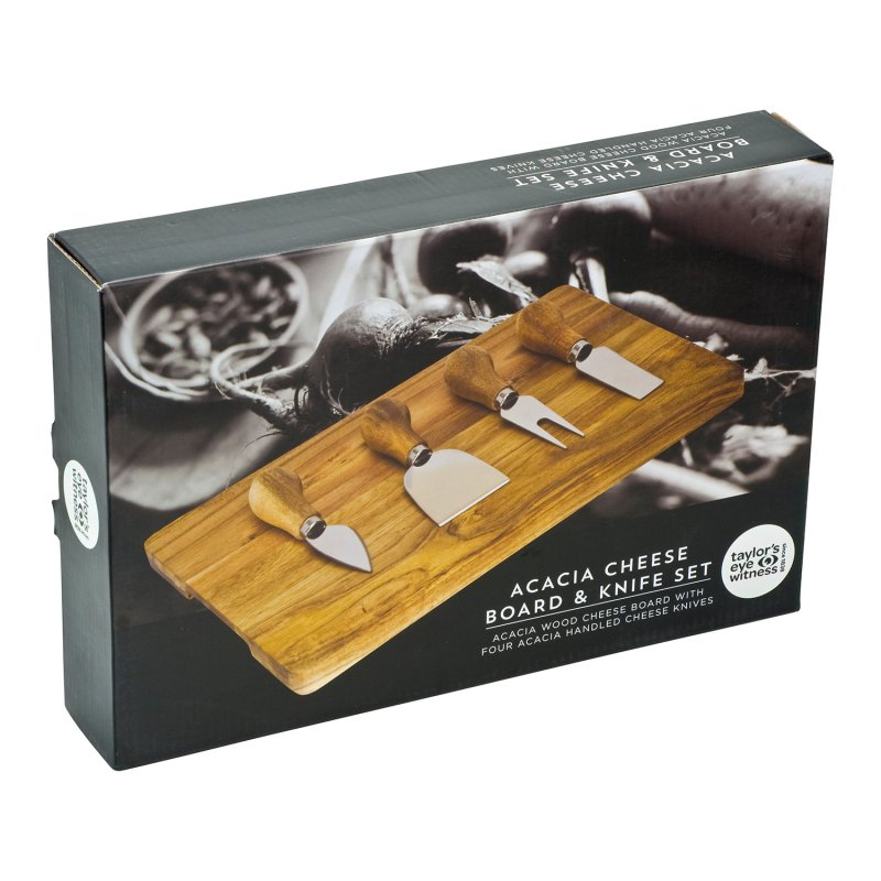 Taylor's Eye Witness - 4 Piece Acacia Cheese Knife Set & Acacia Wood Cheese Board Set - Image 6