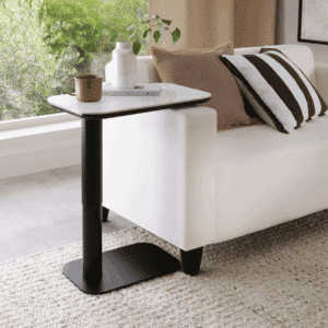 Riley White Sintered Stone Gas Lift Adjustable Sofa Table