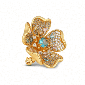 Newbridge Silverware - Gold Plated Floral Coloured CZ Brooch