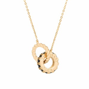 Tipperary Crystal - Halo Eclipse Interlocking Pendant Gold & Black