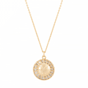 Tipperary Crystal - Soleil Sun Pendant With Mother Of Pearl Disc Gold