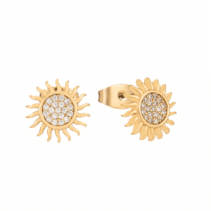 Tipperary Crystal - Soleil Sun With CZ Stud Earrings Gold