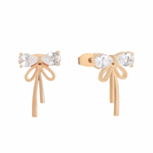 Tipperary Crystal - Bow Crystal Stud Earrings Rose Gold