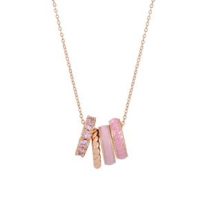 Tipperary Crystal - Halo Sunset Pendant Rose Gold & Pink