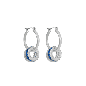 Tipperary Crystal - Halo Night Small Hoop Earrings Silver & Blue