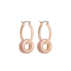 Tipperary Crystal - Halo Sunset Small Hoop Earrings Rose Gold & Pink