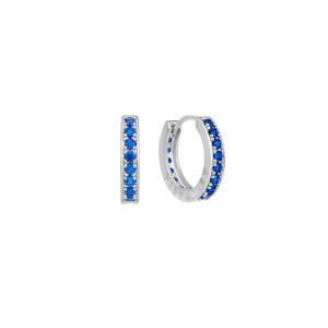 Tipperary Crystal - Halo Night Mini Blue Cz Hoop Earrings Silver