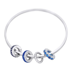 Tipperary Crystal - Halo Night Bangle Silver & Blue