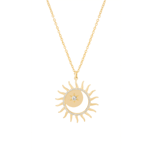 Tipperary Crystal - Soleil Sun, Moon & Star Long Pendant Gold