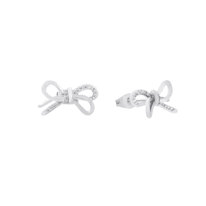 Tipperary Crystal - Bow with CZ Stud Earrings Silver