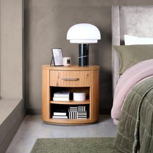 Vega Knotty Oak & Weathered Oak 1 Drawer Bedside Table