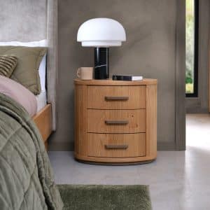Vega Knotty Oak & Weathered Oak 3 Drawer Bedside Table