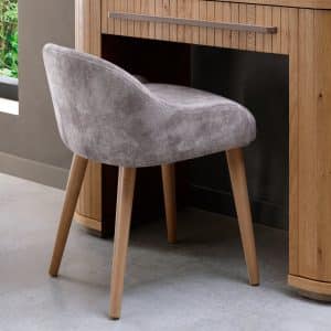 Vega Knotty Oak & Weathered Oak Stool - Pearl Velvet Fabric