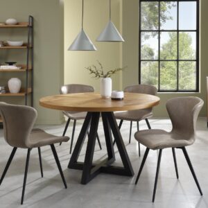 Indus Rustic Oak Circular Dining Table