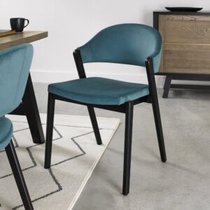 Camden Peppercorn Upholstered Chair Azure Velvet Fabric (Pair)
