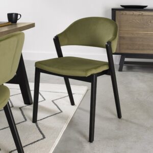 Camden Peppercorn Upholstered Chair Cedar Velvet Fabric (Pair)