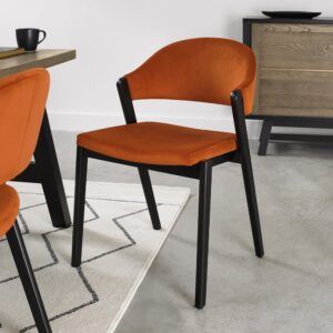 Camden Peppercorn Upholstered Chair Rust Velvet Fabric (Pair)