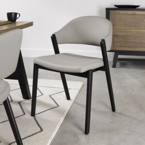 Camden Peppercorn Upholstered Chair Grey Bonded Leather (Pair)